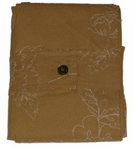 Golden Tan Embroidered Leaves Tablecloth Fabric Table Cloth 70 Round