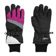 Aquarius Girls Purple & Black Thinsulate Snow & Ski Gloves Wrist Strap