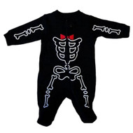 Infant Boys Halloween Sleeper Black Bow Tie Skeleton Sleep & Play