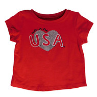 Jumping Beans Infant Girls Red Cute In USA Glitter Heart Patriotic Tee Shirt
