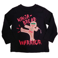 Toddler Boys Black Ninja Bread Warrior Christmas Long Sleeve Shirt