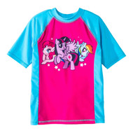 My Little Pony Girls Blue Pink Rash Guard Swim Shirt