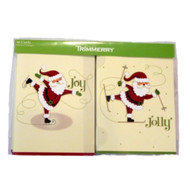 Trimmery Beige Santa Joy Jolly Merry Peace Christmas Cards Holiday Xmas