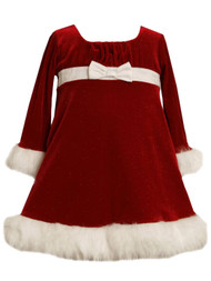 Ashely Ann Infant & Toddler Girls Red Glittery Velour Holiday Party Dress