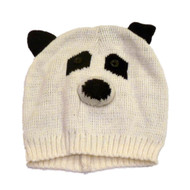 Mambo Hat Womens White Knit Panda Bear Beanie Winter Stocking Cap