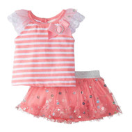 Little Lass Infant Girls Pink & White Striped Top & Scooter Outfit 2 PC Set