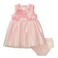 Infant Girls Pink Rosette Satin & Tulle Easter & Holiday Baby Dress