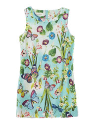 Toddler & Girls Blue Garden Print Poplin A-Line Floral Butterfly Sundress Dress