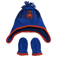 Toby Infant Boys Blue Fleece Robot Trapper Hat & Mittens Set (12-24 Months)
