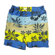 Baby Buns Infant & Toddler Boys Blue Striped Floral Swim Trunks Board Shorts