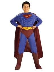 DC Comics Boys Superman Returns Muscle Chest Costume Jumpsuit Cape Boot Tops