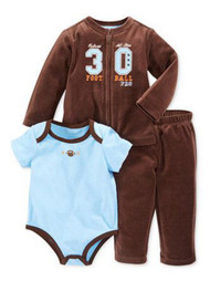 First Impressions Infant Boys Brown Velour Football Set Pants Shirt Sweater