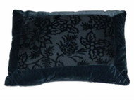 Soft Impressions Blue Velour Throw Pillow Subtle Floral Accent Cushion
