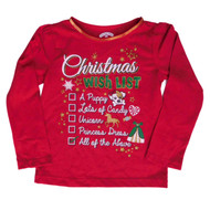Holiday Time Infant Toddler Girls Red Christmas Wish List T-Shirt Tee Shirt