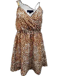 Kardashian Collection Womens Brown Leopard Print Sun Dress Swim Cover Up