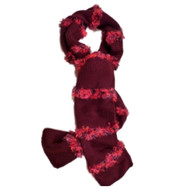 Fownes Womens Burgundy Scarf Pink Feather Yarn Fringe