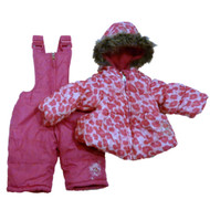 Pacific Trail Infant & Toddler Girls Pink Leopard Snowsuit Ski Bibs Coat Set