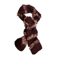 Fownes Womens Brown Scarf with Tan Feather Yarn Fringe