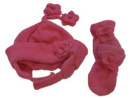 Nice Caps Infant Toddler Boys Black Fleece Trapper Hat Mittens Set Aviator