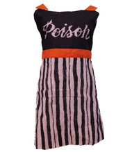 Halloween Poison Kitchen Apron With Black & White Stripes Cooking Bib Style