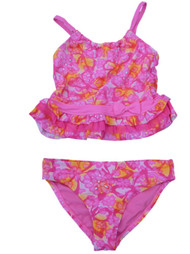 Angel Beach Girls Pink Floral Print Swimming Suit Swim Tankini Bathing Suit 2 PC