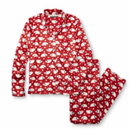 Covington Womens Red & White Polar Bear Print Pajamas Fleece Pajama Set
