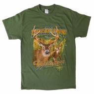 Lost Creek Mens Green Great American Wilderness Whitetail Tee T-Shirt