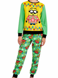 Despicable Me Womens Fleece Minion Ugly Sweater Pajamas Holiday Sleep Set
