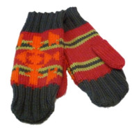 Urbanology Womens Gray Pink & Orange Patterned Knit Mittens Winter Wear