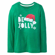 Cat & Jack Infant Girls Be Jolly Green Long Sleeve T-Shirt Holiday Tee Shirt