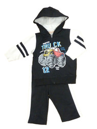 Kids Headquarters Infant Boy Monster Truck Outfit Black Hoodie Sweatpants
