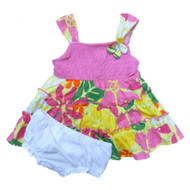 Youngland Infant Girls Pink Flower Sequin Ruffled Tiered Dress Sun dress