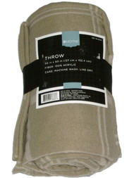 Home Beige Plaid Throw Blanket Soft & Warm Lightweight Tan