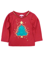Holiday Time Infant Toddler Girls Glittery Christmas Tree T-Shirt Tee Shirt