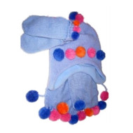 Kid Connection Girls Blue Scarf Mittens & Hat Set Pom Pom Beanie