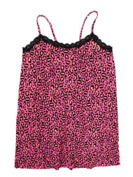 Joe Boxer Womens Pink Leopard Lace Chemise Sleep Shirt Nightgown Nightie