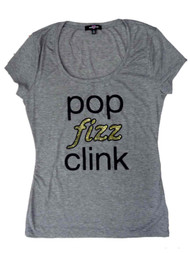 Ransom Womens Grey Pop Fizz Clink Christmas T-Shirt Holiday Tee Shirt