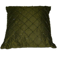 Spencer Beaded Green Holiday Throw Pillow Lattice Bead Accent Cushion