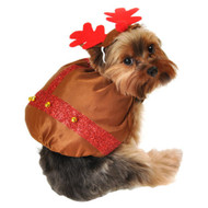 Simply Dog Reindeer Costume Brown Christmas Pet Outfit with Antlers