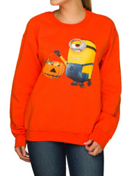 Despicable Me Junior Womens Orange Minion Candy Halloween Sweatshirt Top