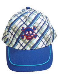 Sk8er Club Boys Blue Plaid Skull Baseball Cap Ball Hat OSFM
