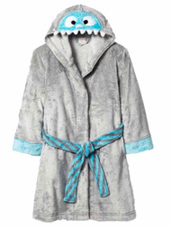Girls Plush Gray Monster Bath Robe Housecoat