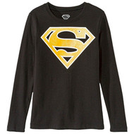 DC Comics Girls Black Superman Logo Long Sleeve T-Shirt