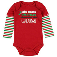Holiday Time Infant Boys Red Who Needs Mistletoe Christmas Bodysuit