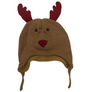 CP Infant Boys Girls Brown Knit Reindeer Peruvian Trapper Hat Fleece Lined