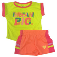 RBX Toddler Girls 2 PC Neon Dream Big Shirt & Mesh Shorts Active Set