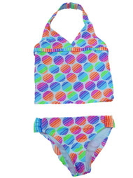 Angel Beach Girls Neon Polka Dot Swimming Suit Swim Tankini Bathing Suit 2 PC