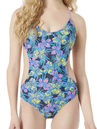 U.S. Polo Womens 1 Piece Tropical Hawaiian Print Monokini Swimsuit Swim Suit