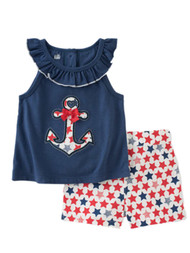Kids Headquarters Infant Girls Anchor Shirt & Star Shorts Patriotic Outfit