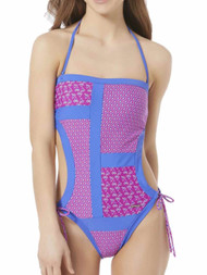 U.S. Polo Women 1 PC Purple Plum Multi-Patch Print Monokini Swimsuit Swim Suit